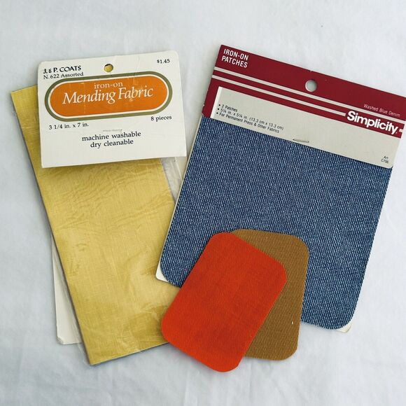 Lot of Vintage J & P Coats & Simplicity Iron Mending Fabric & Patches - Picture 1 of 7